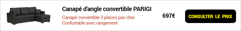 bandeau consulter le prix du canapé d'angle convertible pas cher parigi