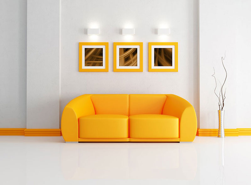 canapé jaune vif
