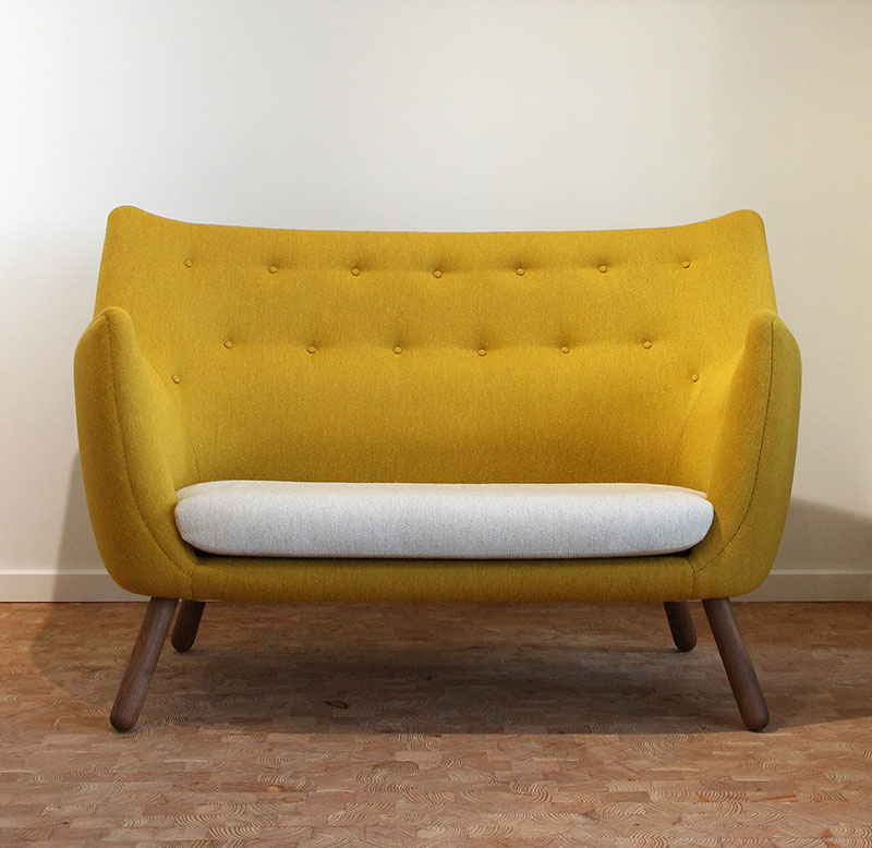 fauteuil jaune 2 places en tissu