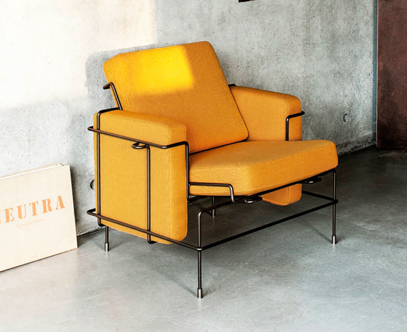 fauteuil design jaune industriel