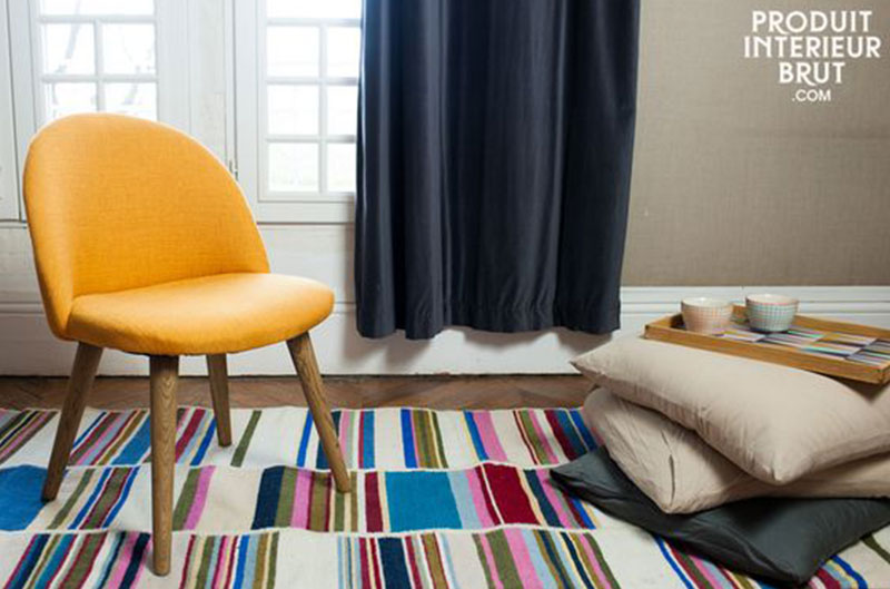 fauteuil jaune en tissu fait main