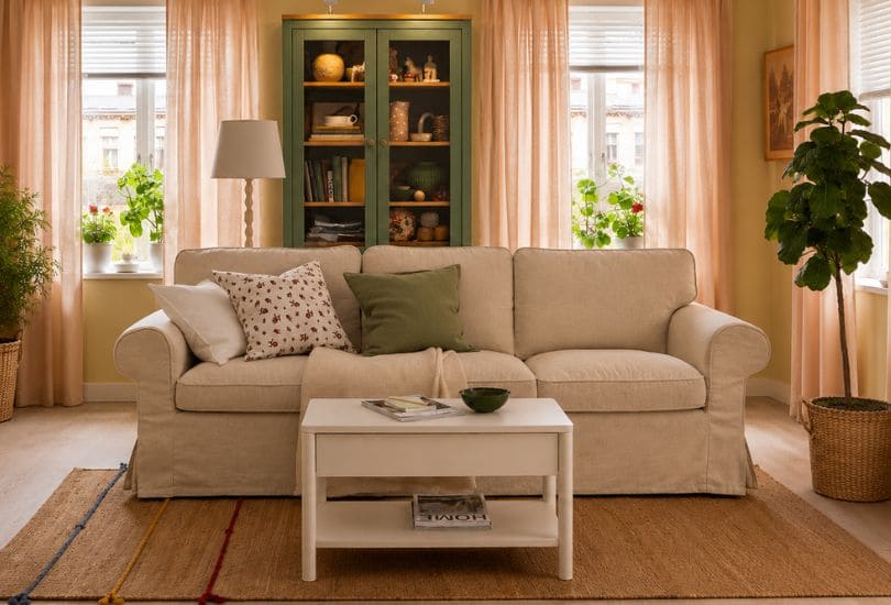 Canapé Ektorp Ikea en 3 places dans beau salon cosy - Touslescanapes