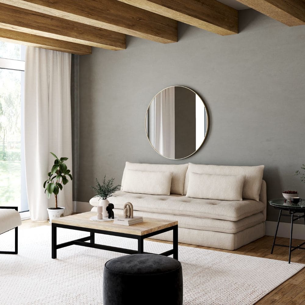 Canapé clio Maisons du Monde dans un salon cosy