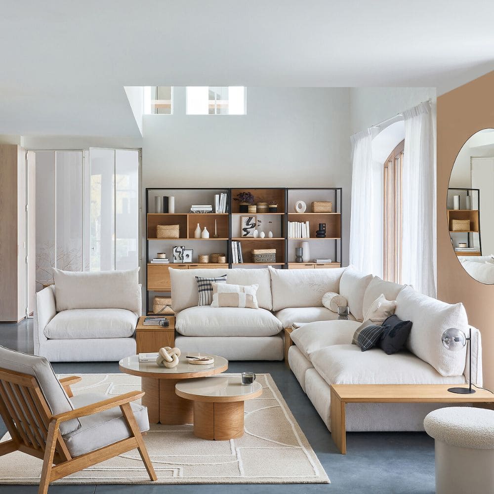 Canapé modulable Malo La Redoute dans salon stylé