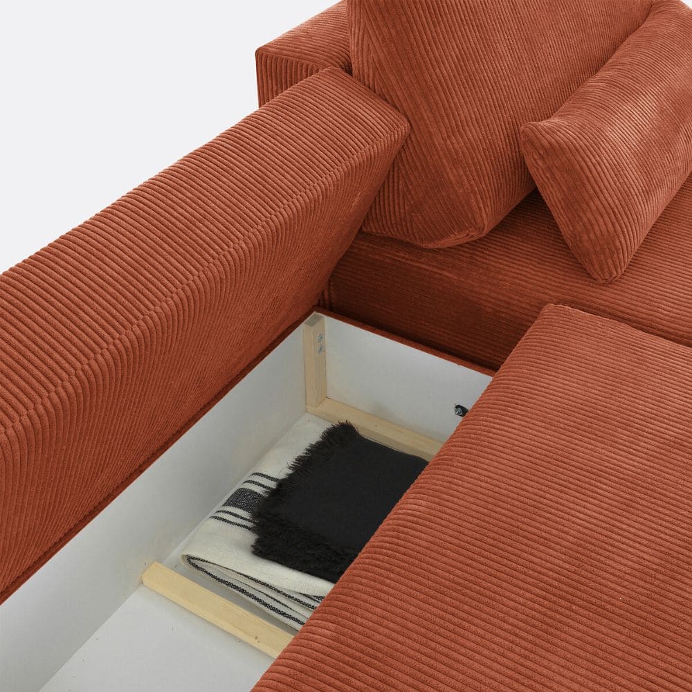 coffre de rangement accessible en mode convertible du canapé Maona
