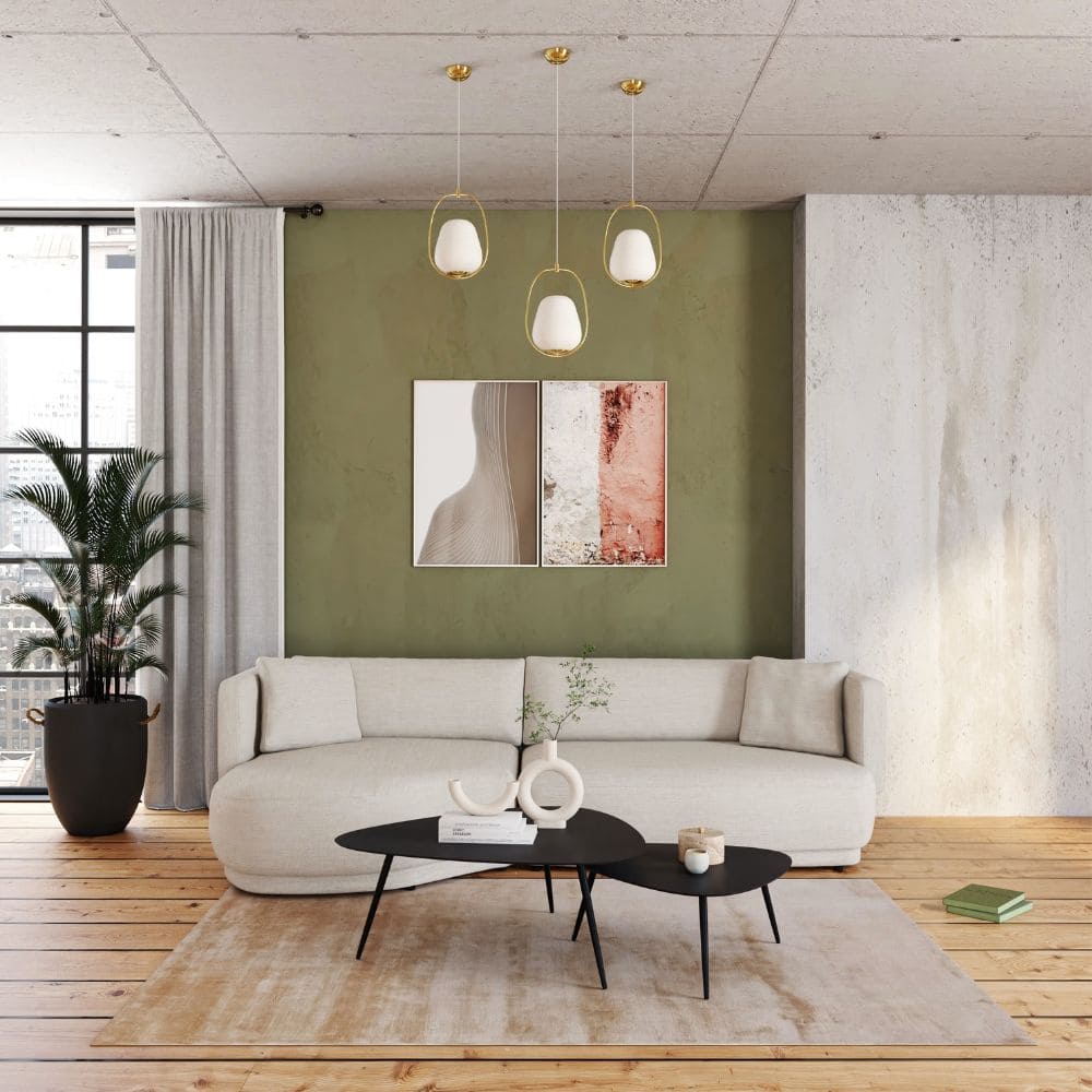 Canapé Modjo Maisons du Monde dans un salon moderne et bohème