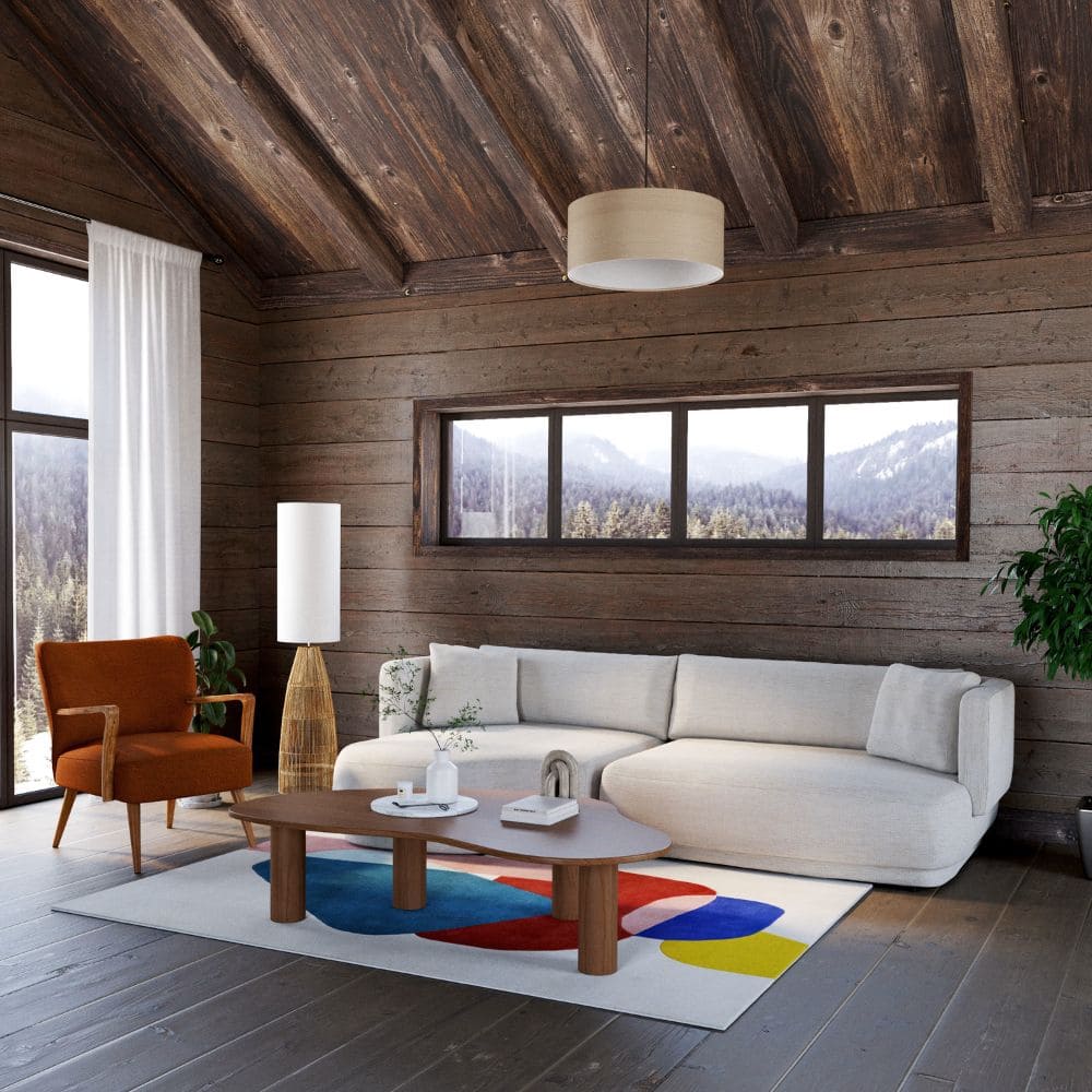 Salon de montagne avec le canapé d'angle Modjo Maisons du Monde