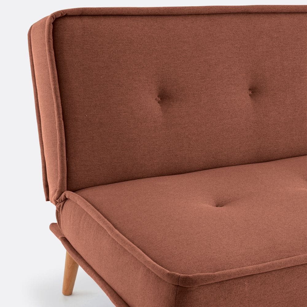 banquette-juno-la-redoute-touslescanapes (5) Zoom sur l'assise du canapé lit Juno La Redoute en terracotta