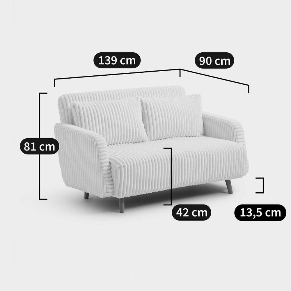 Dimensions d u canapé Cosico La Redoute en 2 places