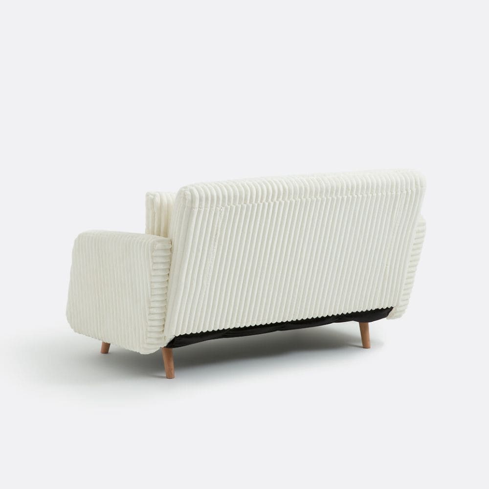 Vue arrière du canapé Cosico dans sa version en velours côtelé beige