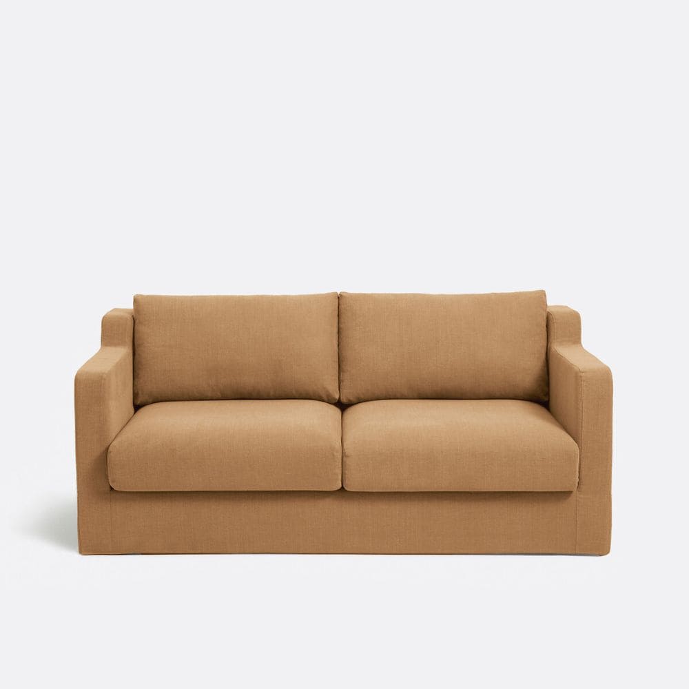 Vue de face du canapé Linetto La Redoute couleur tabac