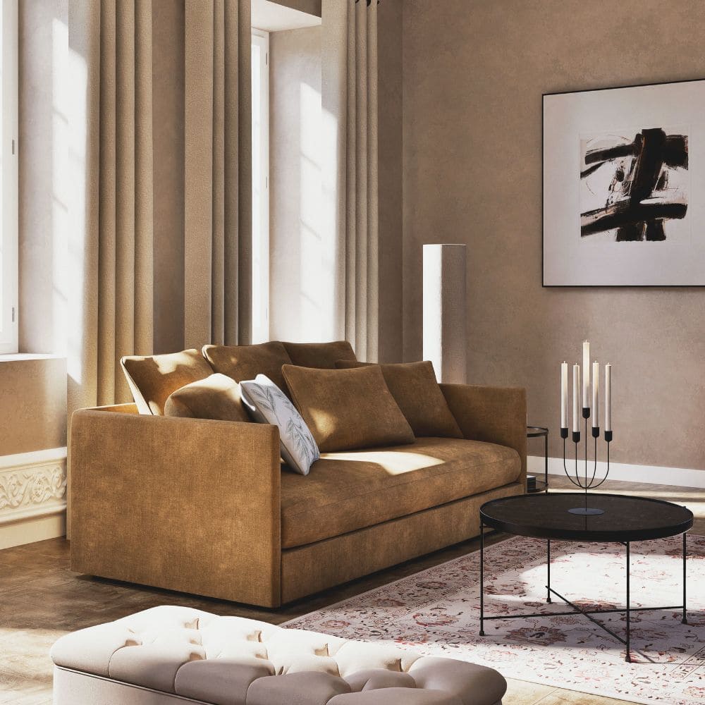 canape-anvers-maison-du-monde-touslescanapes (8) Canapé Anvers ocre Maisons du Monde dans beau salon tendance