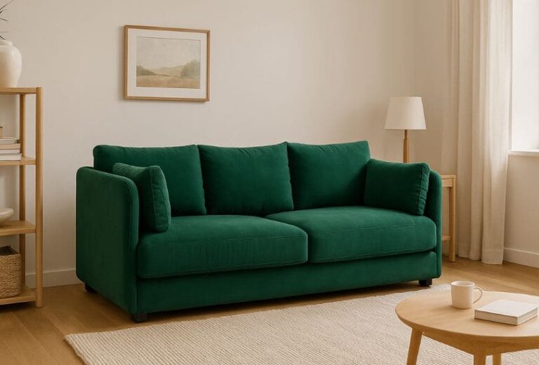 Canapé Carmel La Redoute en velours dans salon cosy - Touslescanapes