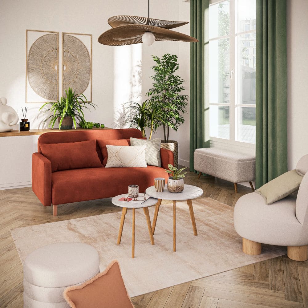 canape-clic-clac-nia-maisons-du-monde-touslescanapes (1) Clic clca Nia Maison du Monde en velours rouge dans salon cosy