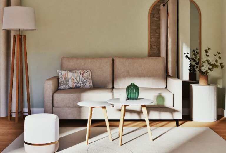 Canapé Babel Maisons du Monde dans un petit salon - Touslescanapes
