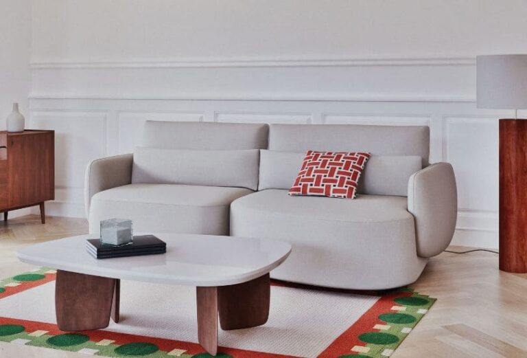 Canapé Bayma Maison du Monde arrondi dans une salon chic - Touslescanapes