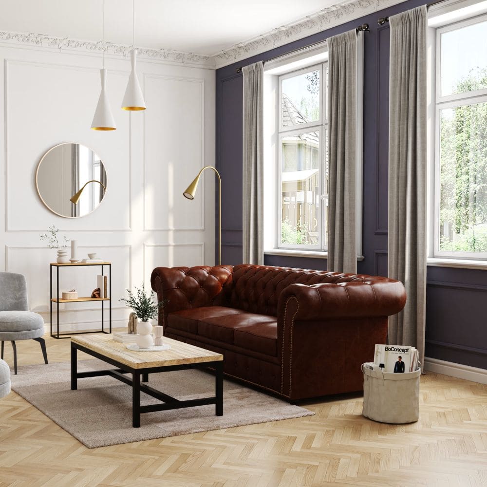 canape-chesterfield-maison-du-monde-touslescanapes (5) Canapé Chesterfield Maison du Monde en cuir dans salon industriel