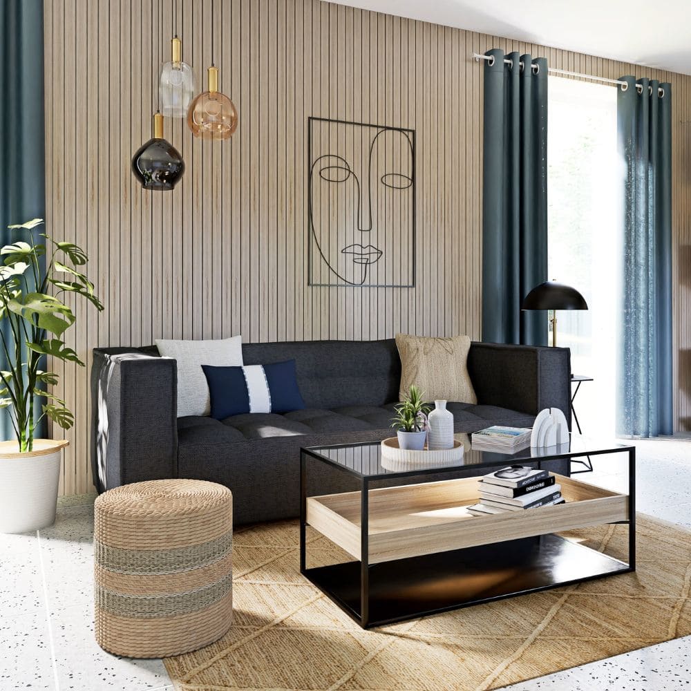 canape-tary-maison-du-monde-touslescanapes (8) Canapé Tary Maison du Monde en tissu gris dans appartement de style moderne
