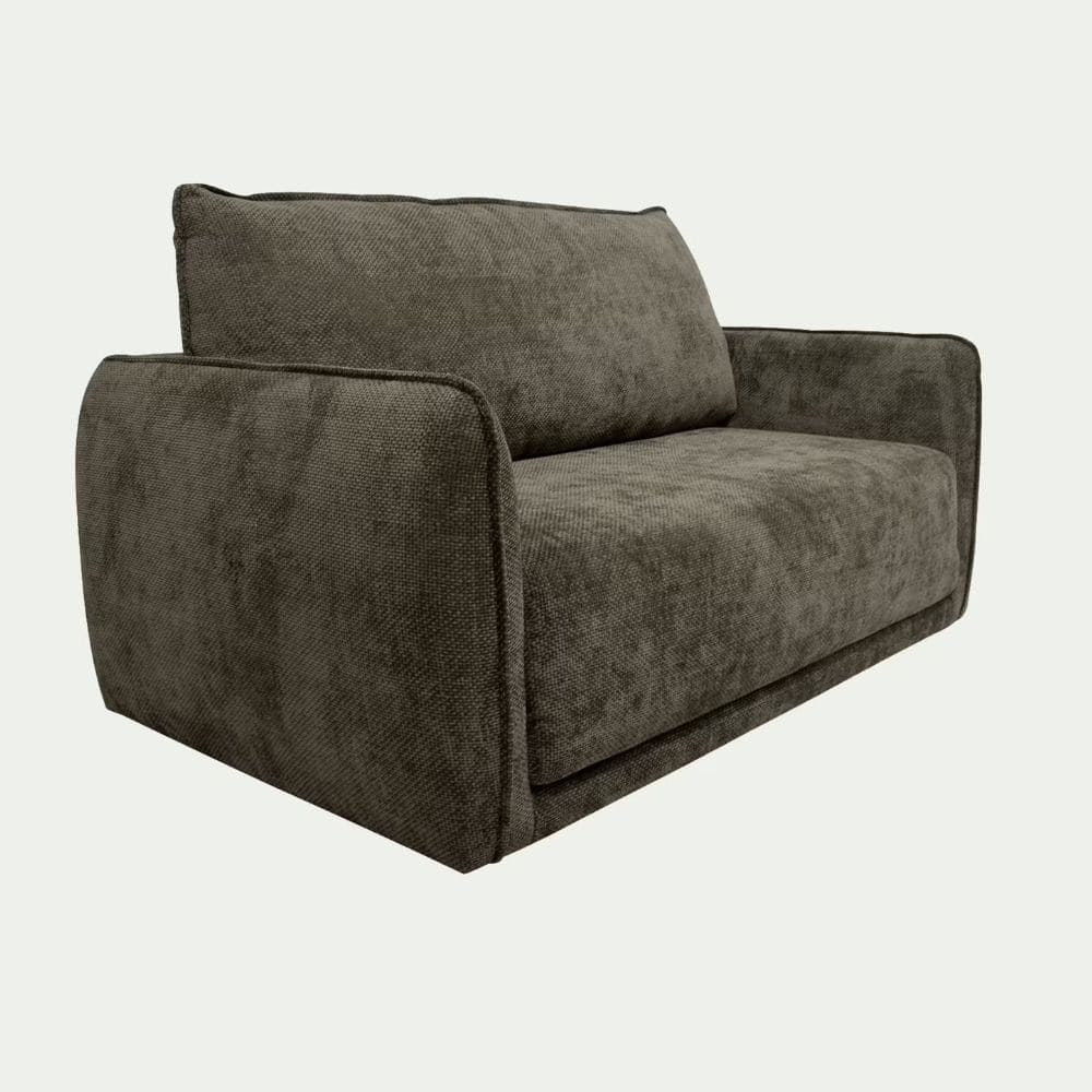 Vue de côté du Canapé Leo Alinea arrondi et en tissu chiné