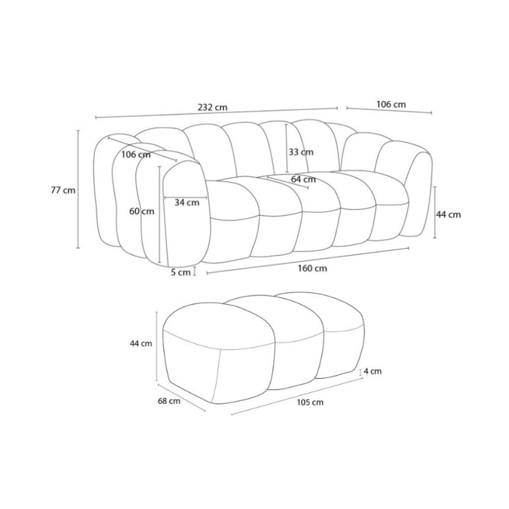 Dimensions du canapé Hippolyte Bobochic 