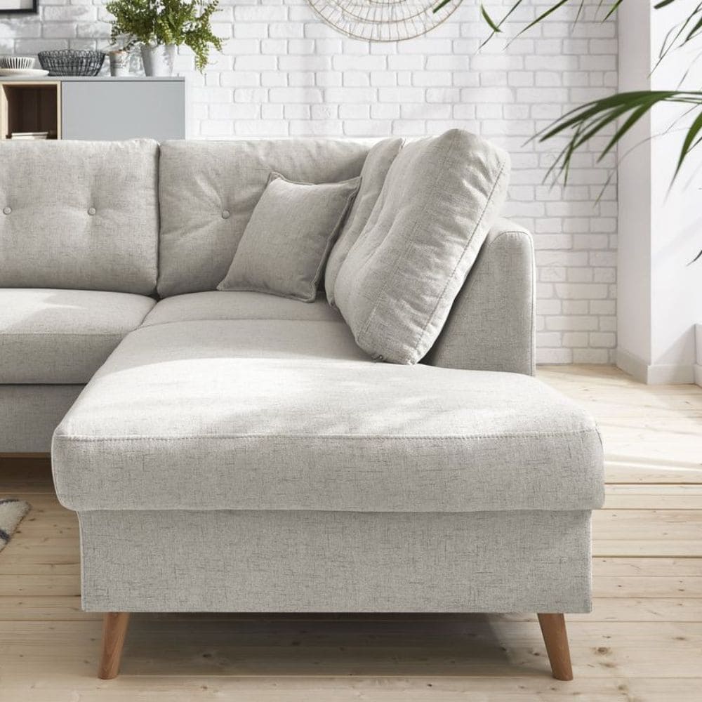 Méridienne du canapé Sweden Bobochic avec  pied en bois scandinave