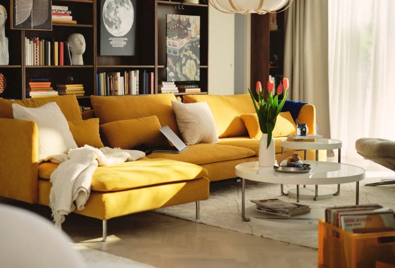 Canapé SODERHAMN IKEA d'angle avec tissu Kelinge jaune foncé - Tous les canapés