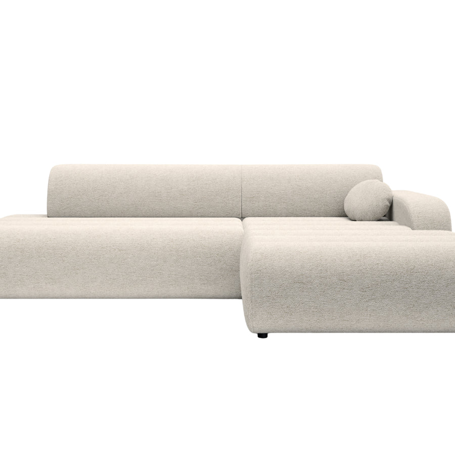 Canapé Bordilla angle en beige vu de profil montrant sa profondeur et sa hauteur