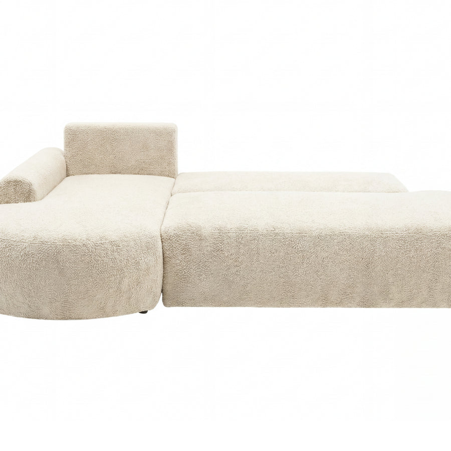 Canapé Colin angle beige vu de profil montrant profondeur et hauteur