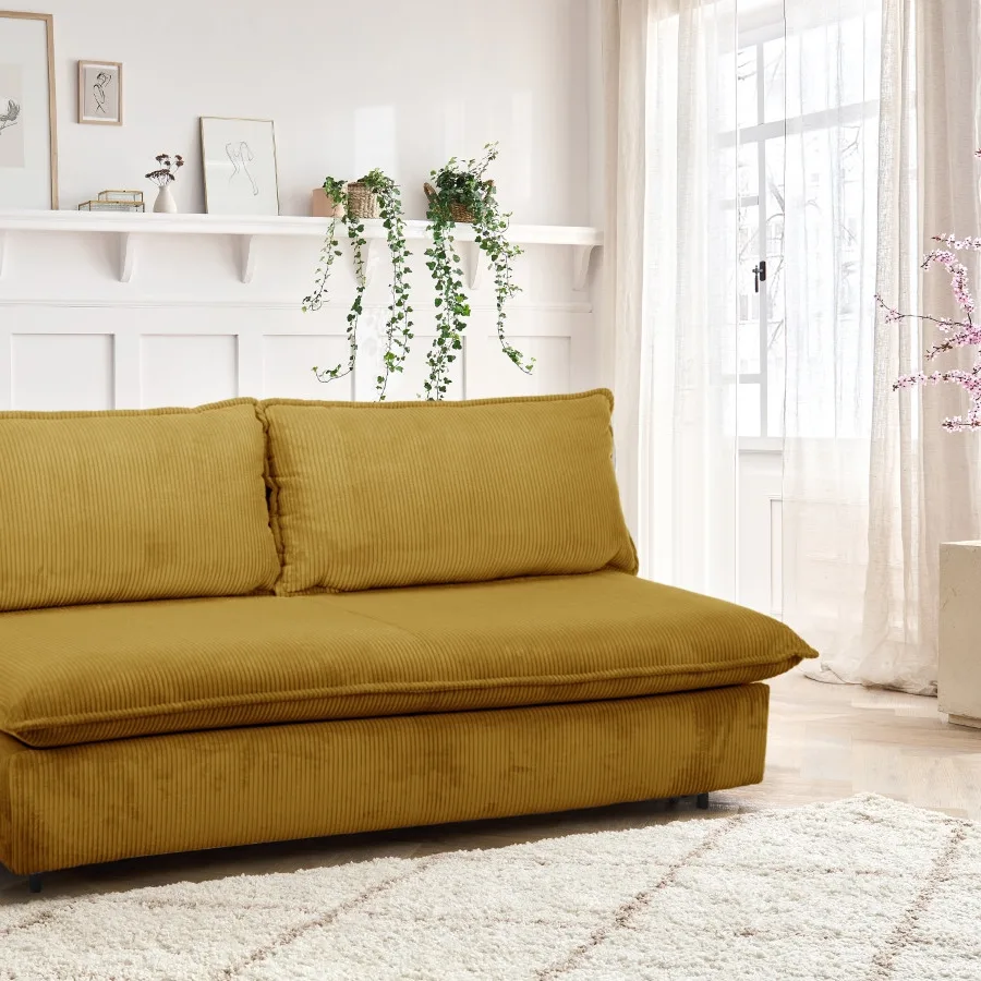 Canapé Isadora Bobochic, coloris velours côtelé jaune