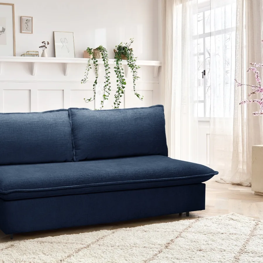 Canapé Isadora Bobochic, coloris texturé bleu foncé