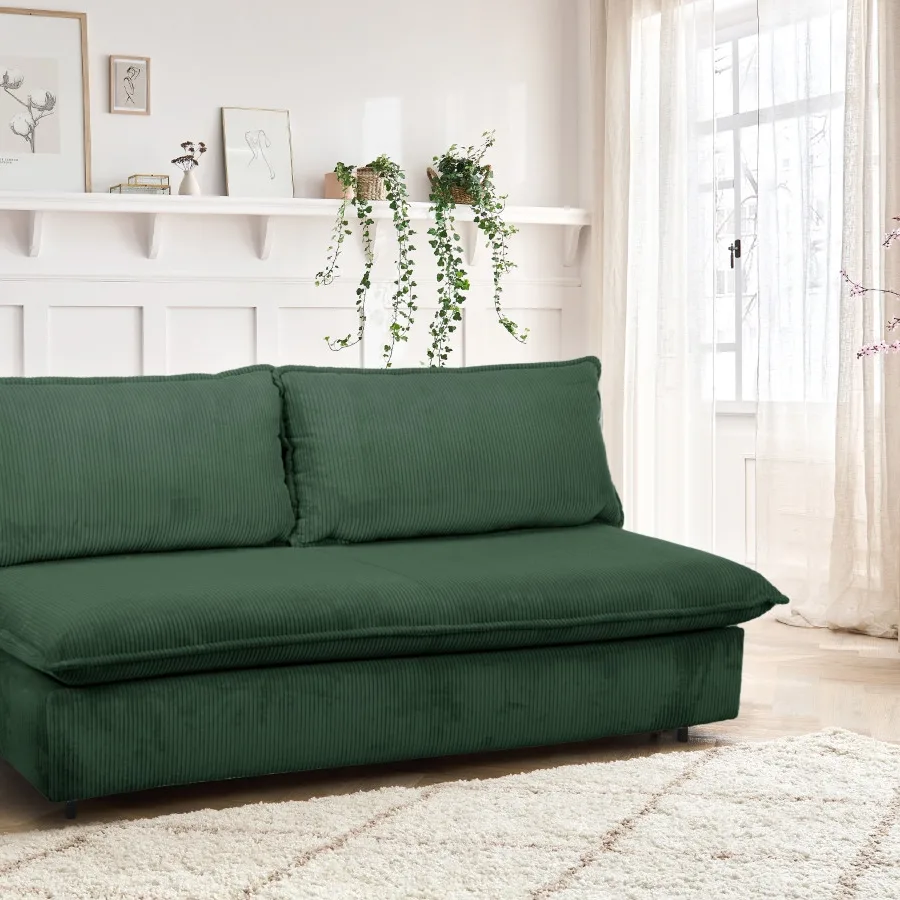 Canapé Isadora Bobochic, coloris velours côtelé vert
