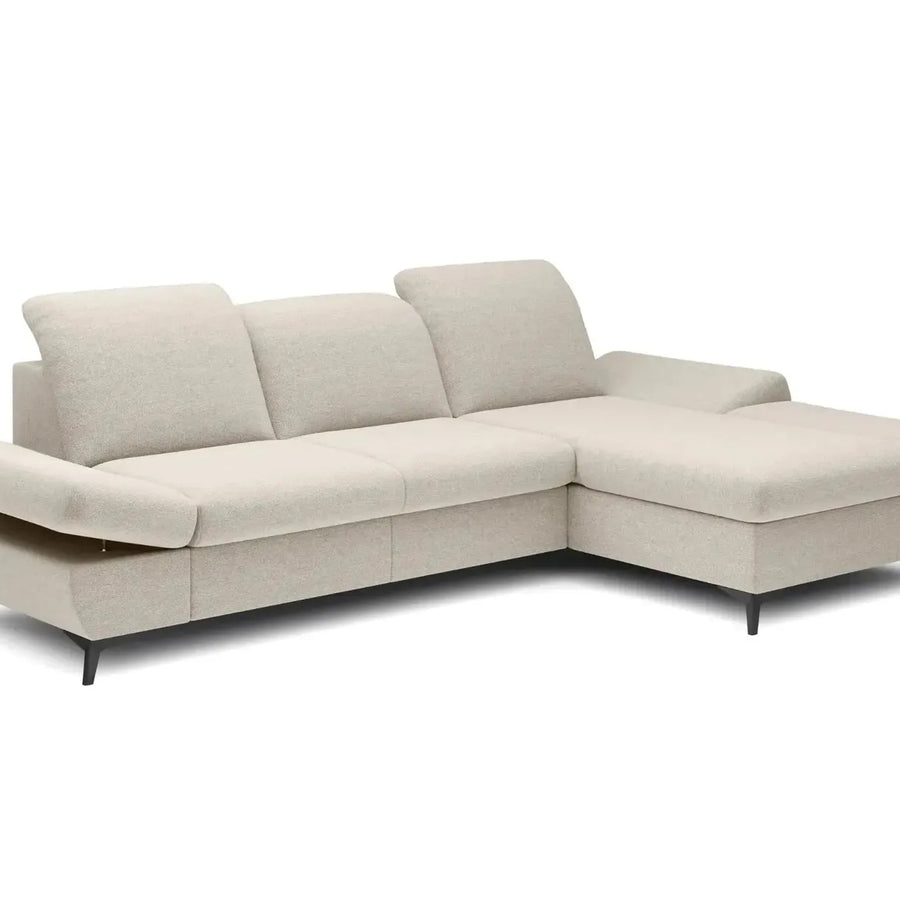 Canapé Livia beige d'angle méridienne droite vue frontale détouré