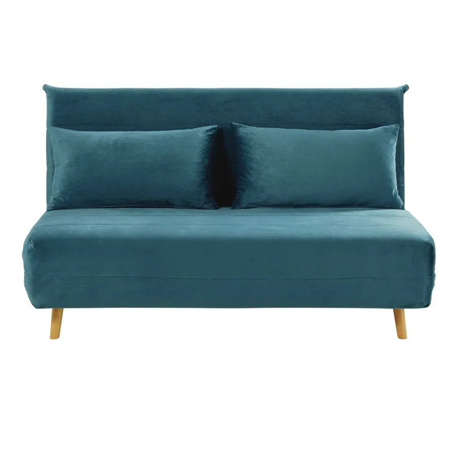 Canapé Canapé Nio Maisons du Monde, coloris clic-clac velours bleu pétrole